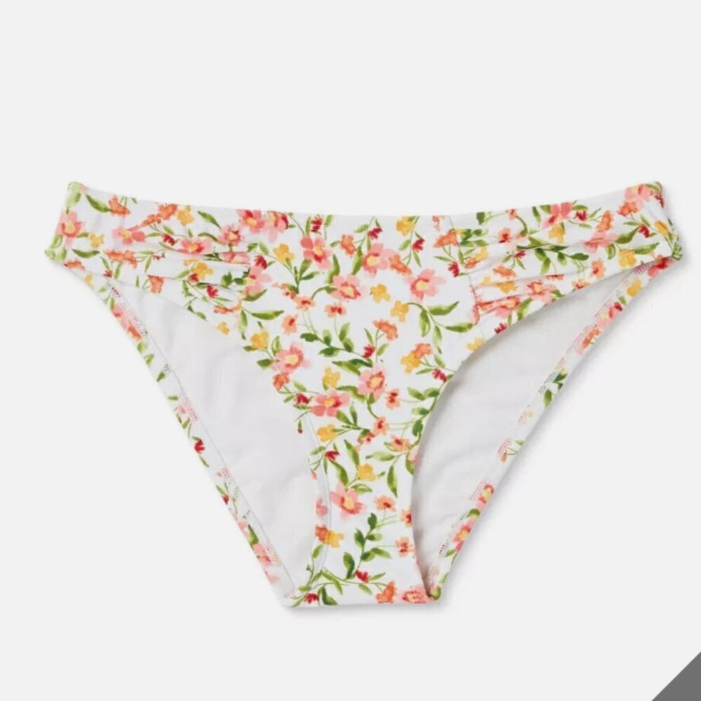 NWT Women's Shirred Side Bikini Bottom - Shade & Shore Floral Print - Picture 3 of 4